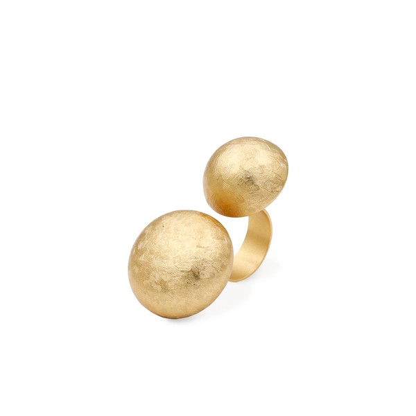 Double ball gold ring with texture