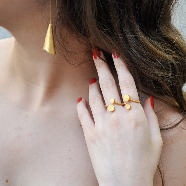 Delia Double Finger Ring with 18k Gold-By Aris