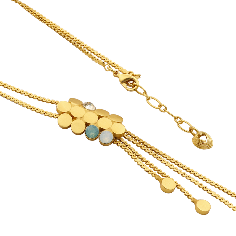 Gold lariat necklace with opal