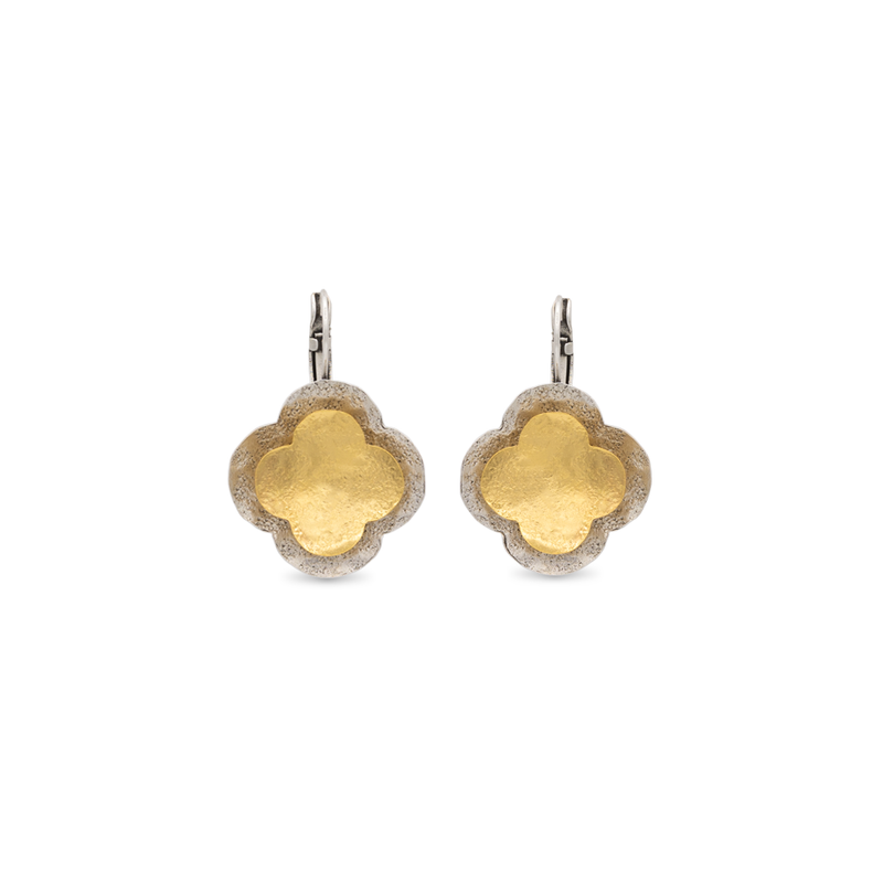 Gold - silver flower earrings