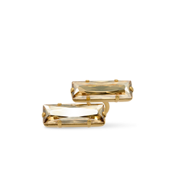 Baguette crystal open gold ring with golden crystals