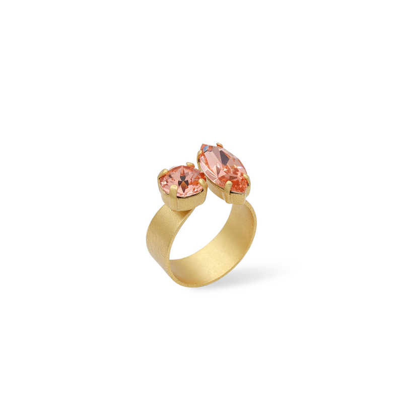 Demi open cocktail ring gold with coral