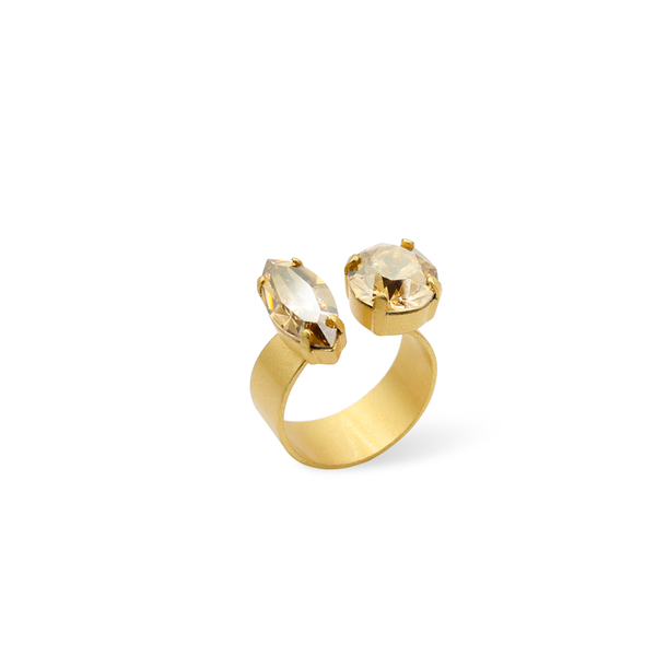Demi gold open ring with golden crystals