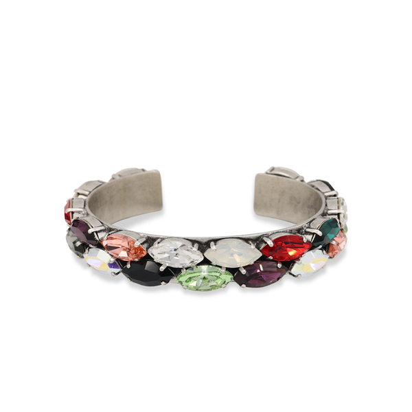 silver diamond cuff bracelet multicolor