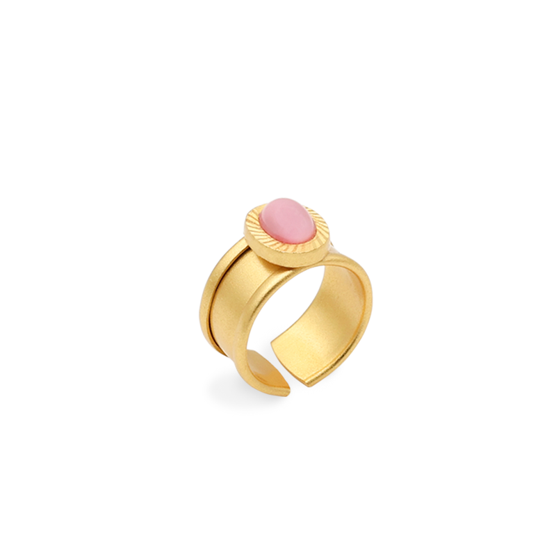 Dido gold band ring pink stone