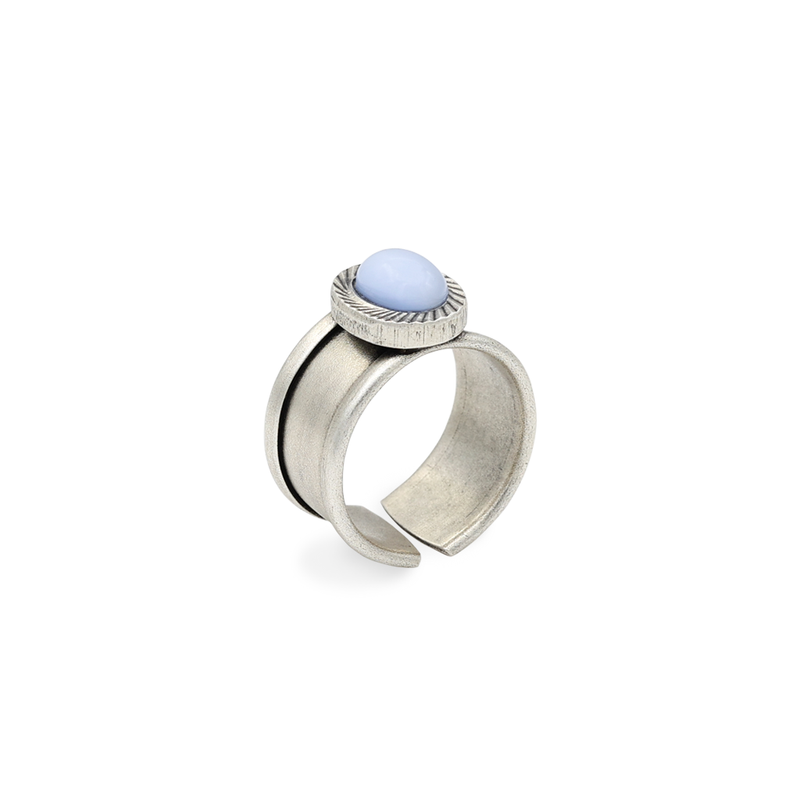 Dido silver band ring blue stone
