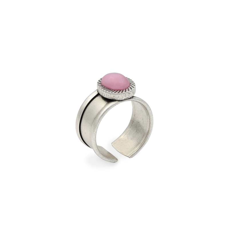 Dido silver band ring pink stone