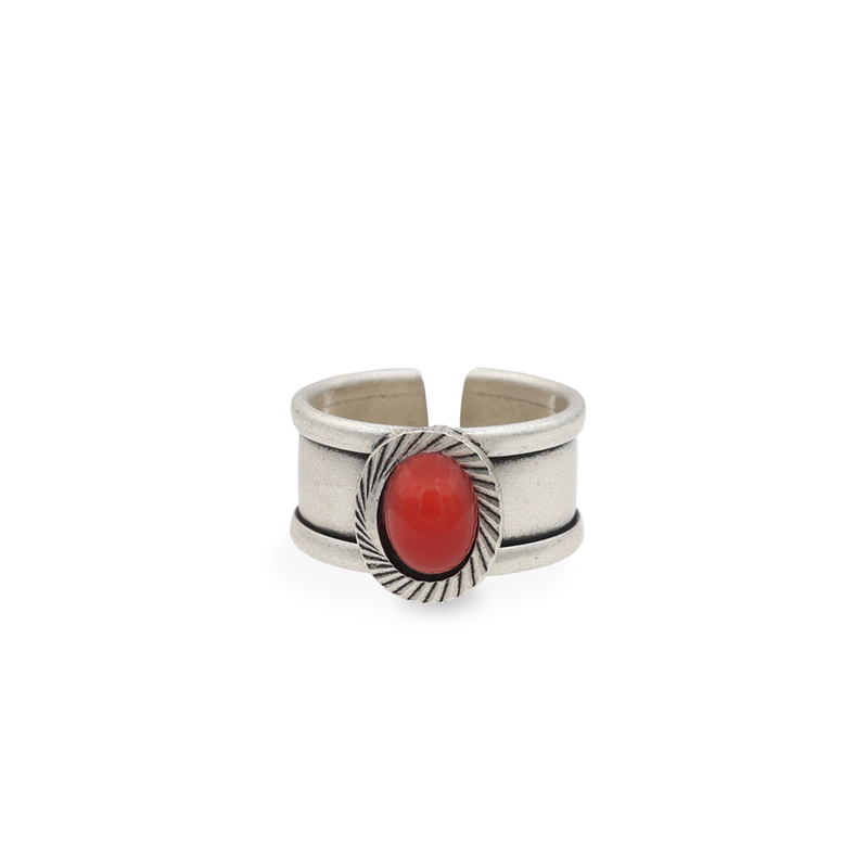 Dido silver band ring red stone