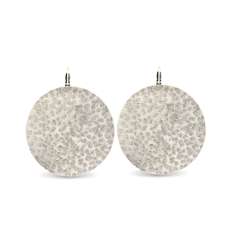 Silver disc earrings large