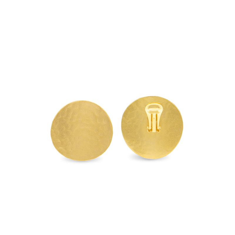 Gold clip on disc earrings small
