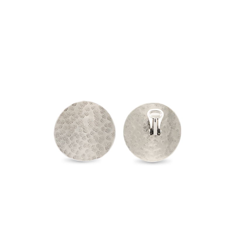 Silver clip on disc earrings