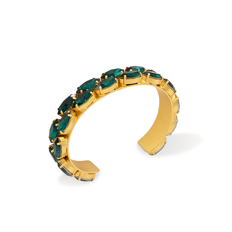 gold diamond cuff bracelet emerald