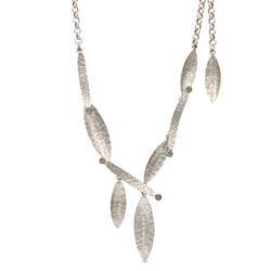 Eros silver statement leaf necklace with fine crystals
