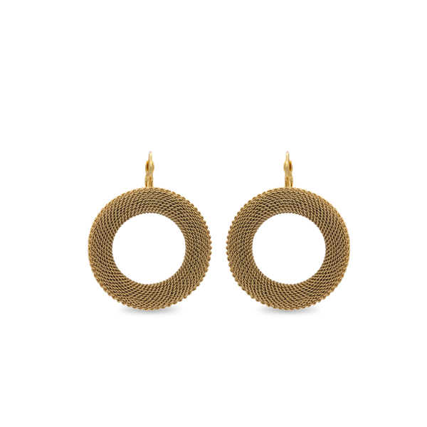 Gold circular chain dangle earrings