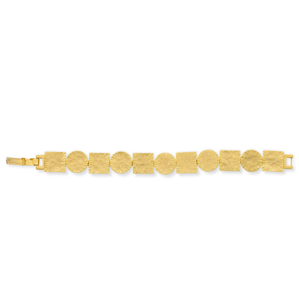 Gold hammered geometric linked bracelet