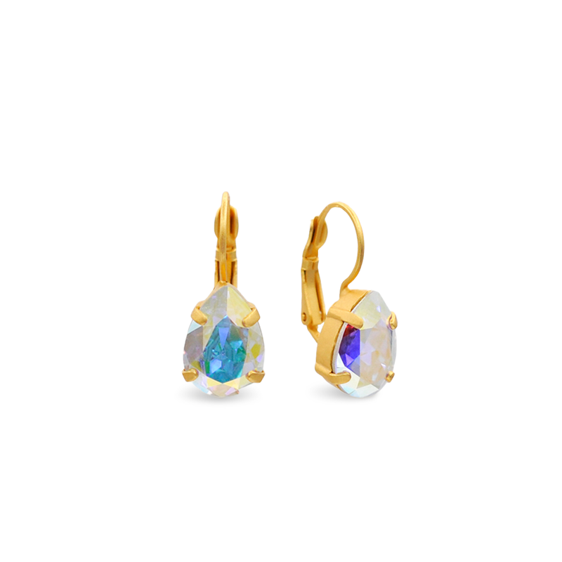 Teardrop gold crystal earrings