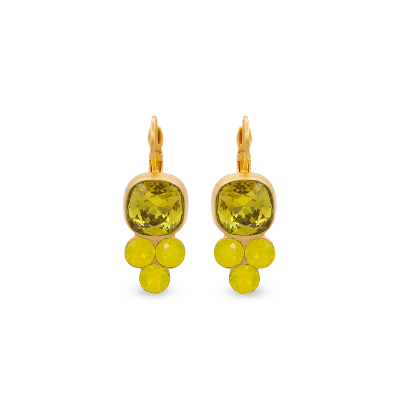 Gold Crystal earrings with Citrus