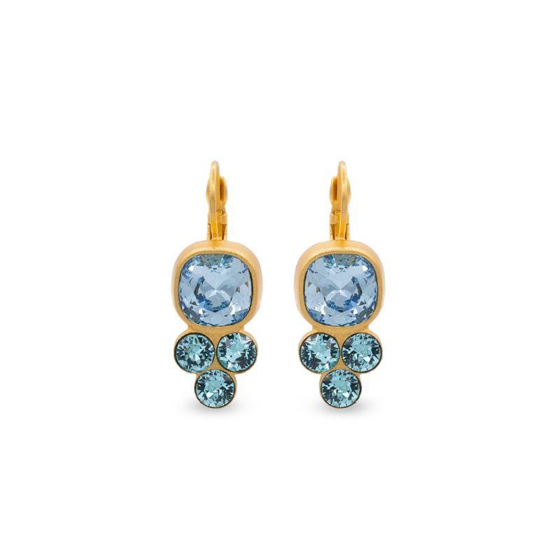 Gold Crystal earrings with Aqua 