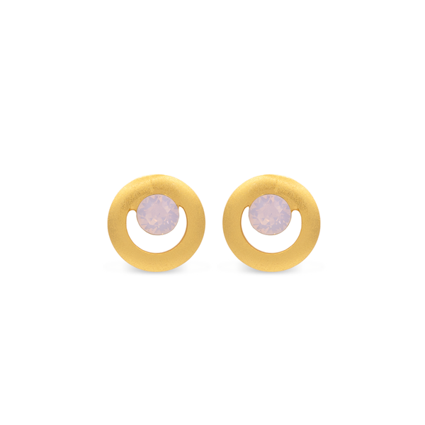 Circle  gold stud pink crystal