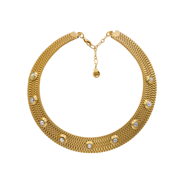 Gold statement necklace with aurora crystals 