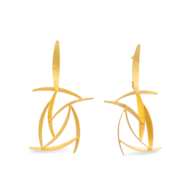 Dancer dangle gold earrings