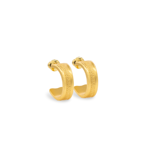 textured gold small hoop earrings