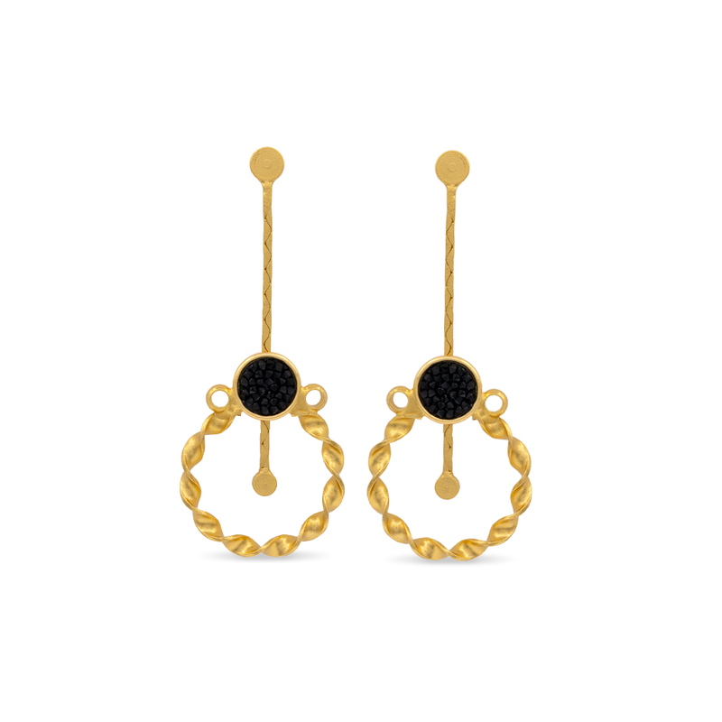Stephania dangle earring with gold and onyx crystals
