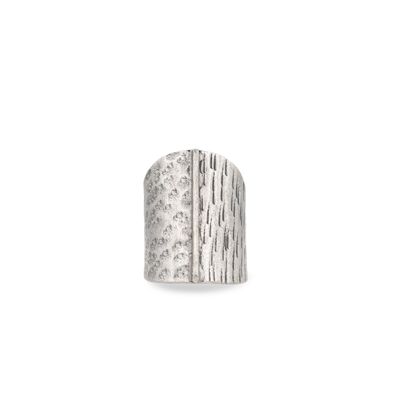 Hand hammered silver boho ring