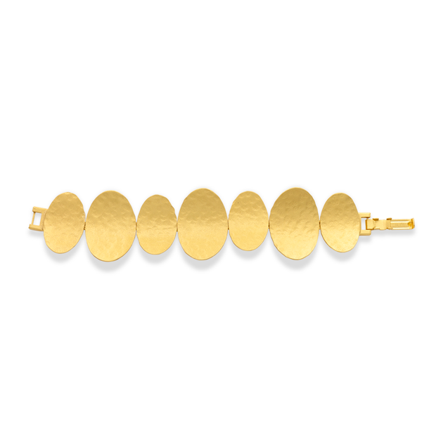 Gold linked disc bracelet