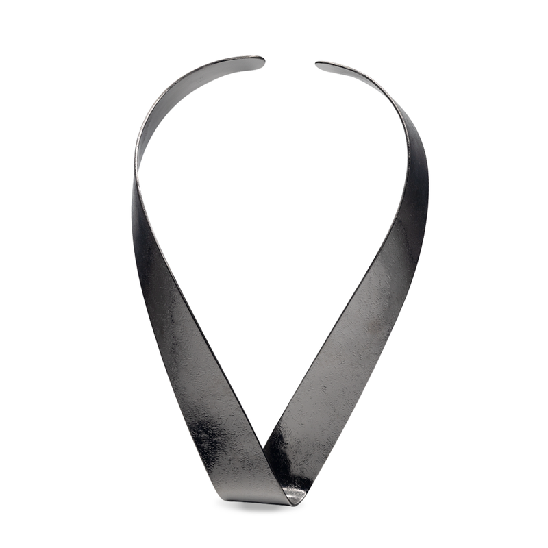 Mache statement necklace with gun metal finish
