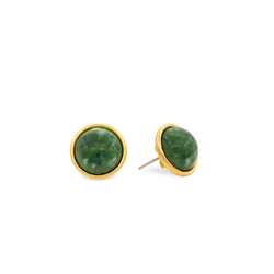 small gold stud with green stone