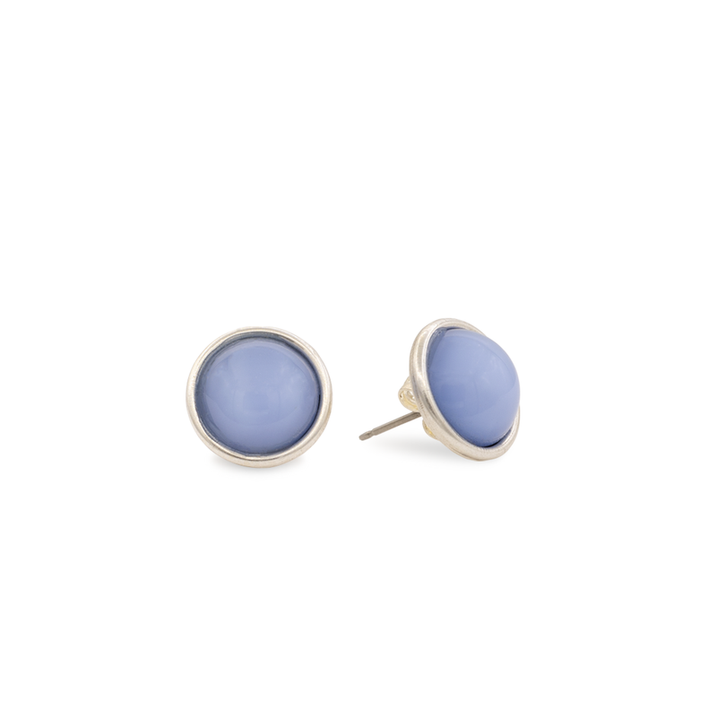 small silver stud with blue stone