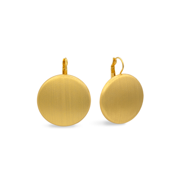 Button style gold earrings