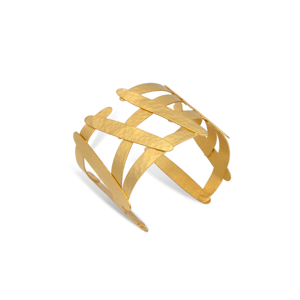 Sculptural gold cuff bracelet