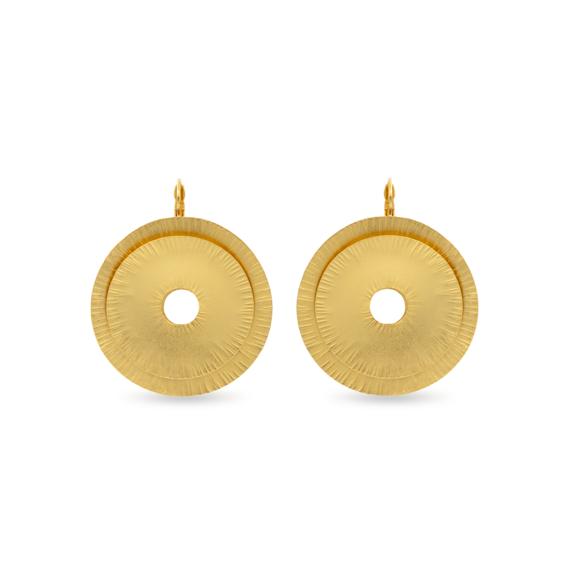 Large gold disc earrings