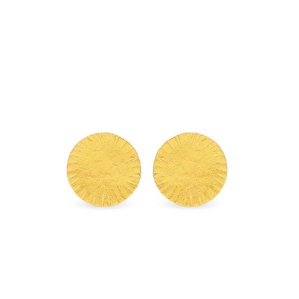 Hammered gold circle stud earrings