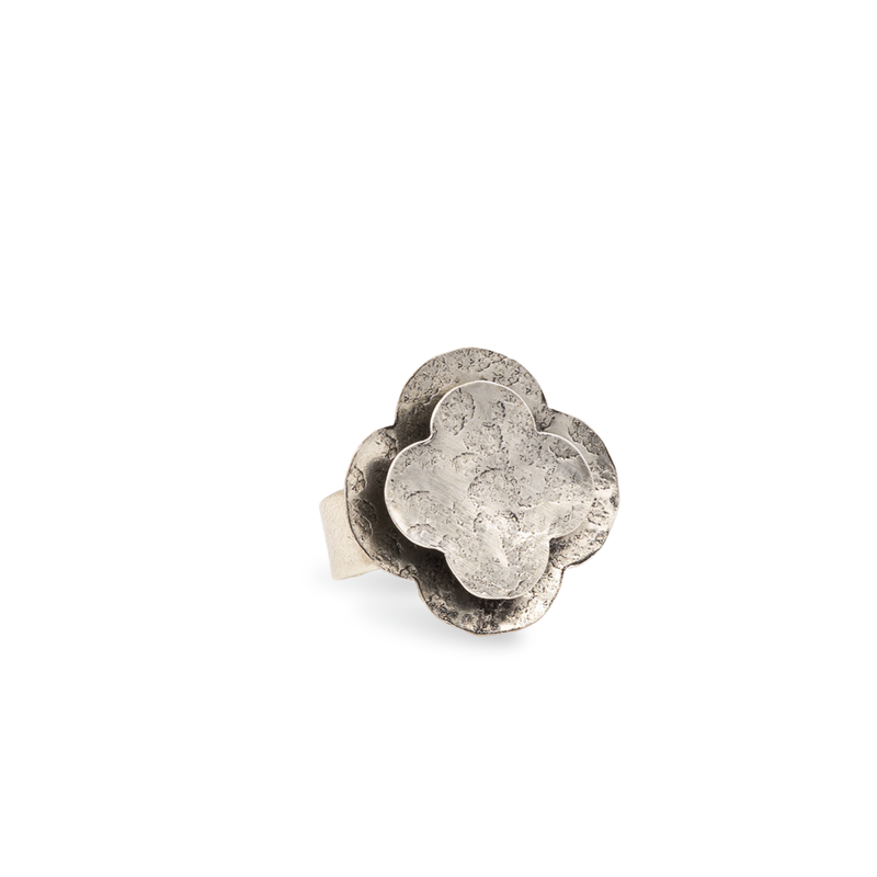 silver flower ring