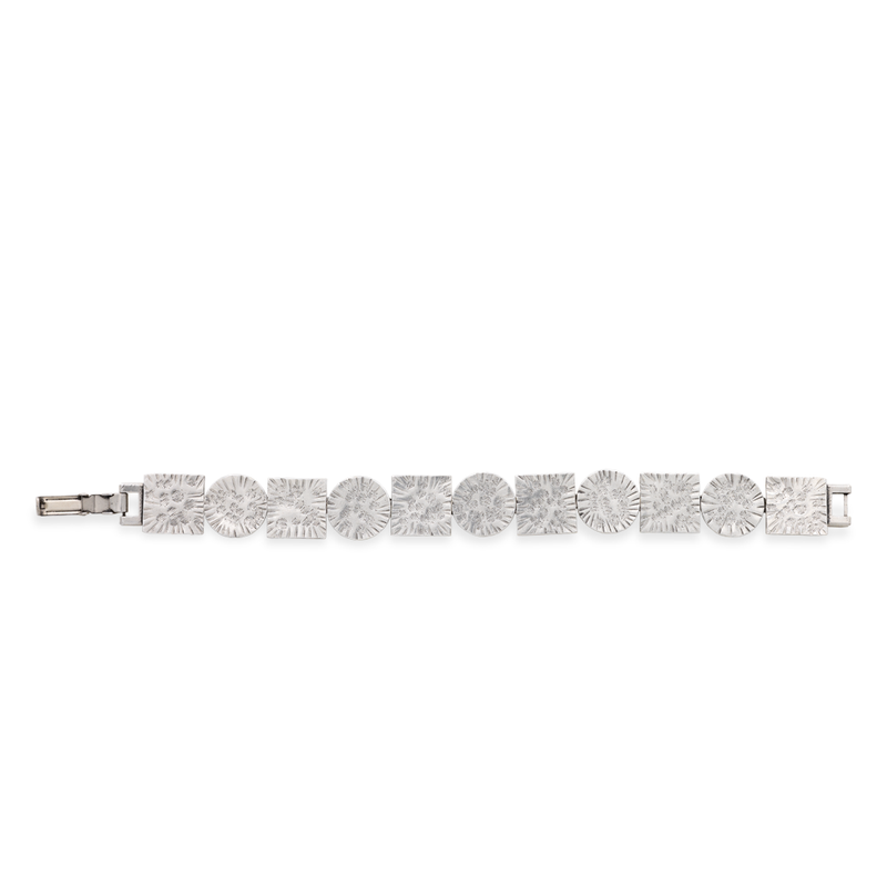 Hammered silver geometric linked bracelet