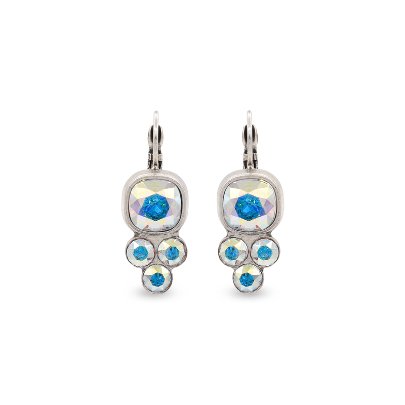 Silver crystal earrings with Aurora