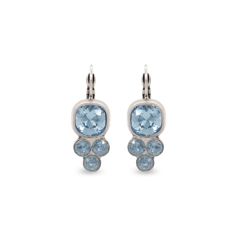 Silver crystal earrings with Aqua 