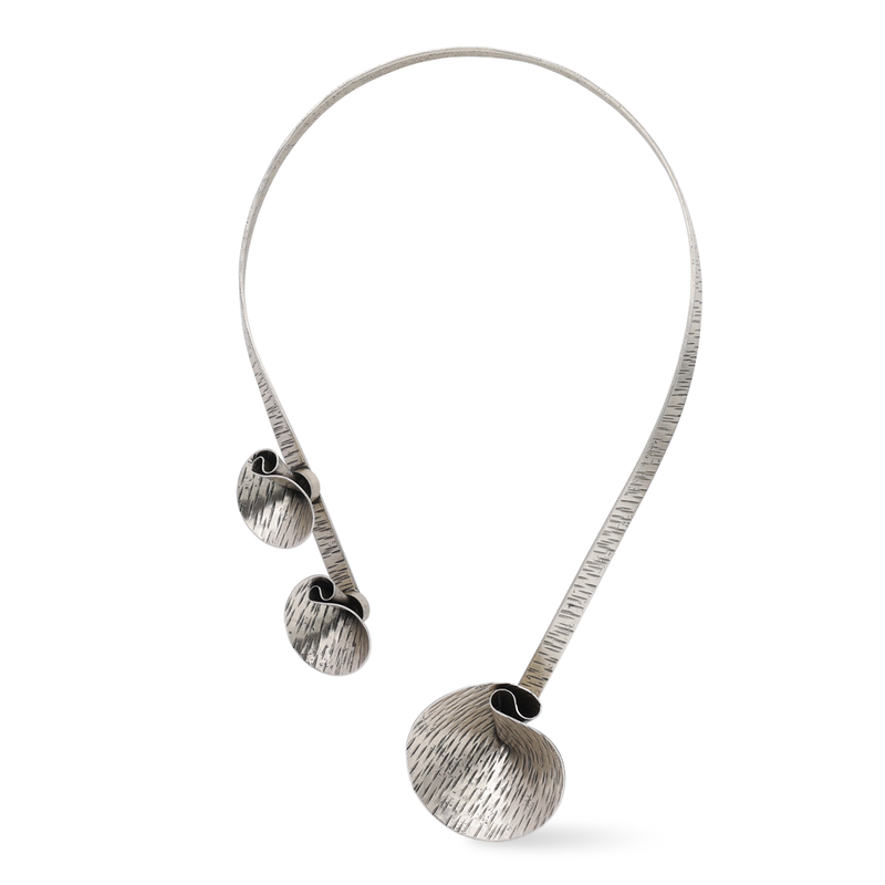 Silver shield statement necklace