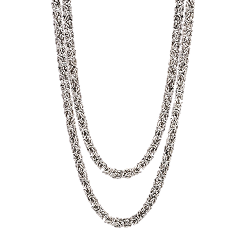 Mix braided silver chain necklace