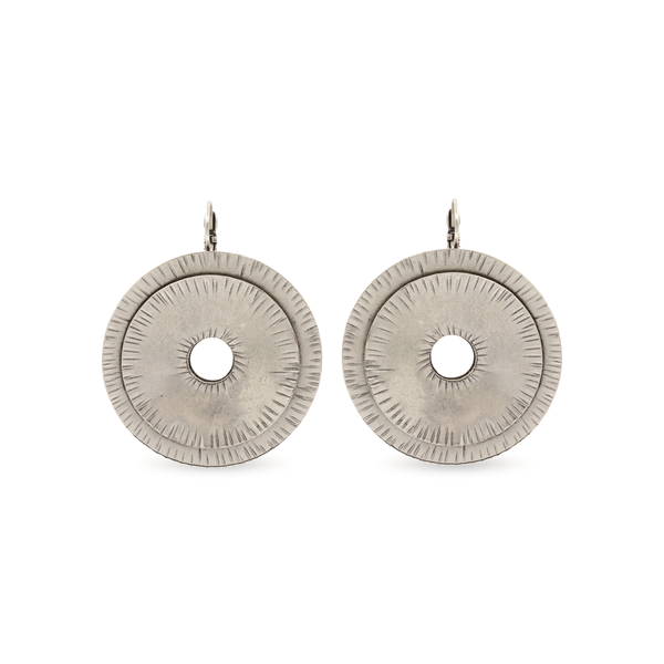 Large silver disc earrings