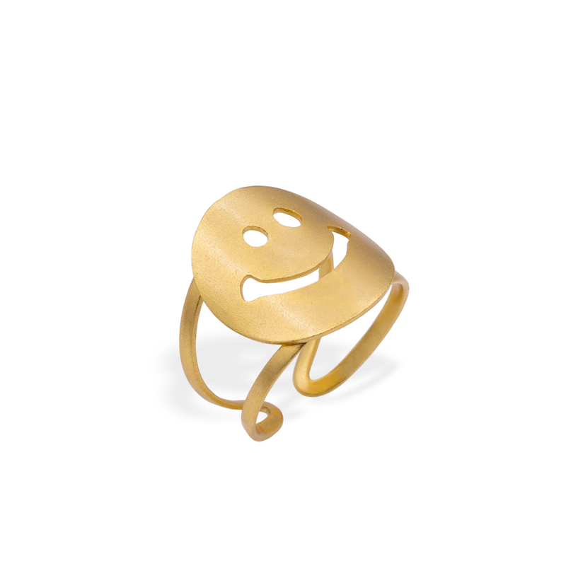 Gold smiley face ring