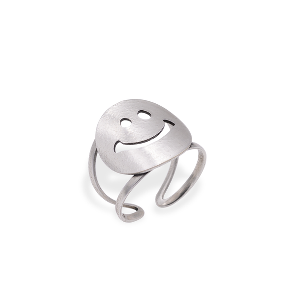 Silver Smiley Face Ring