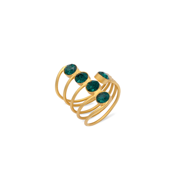 Gold spiral ring with emerald 