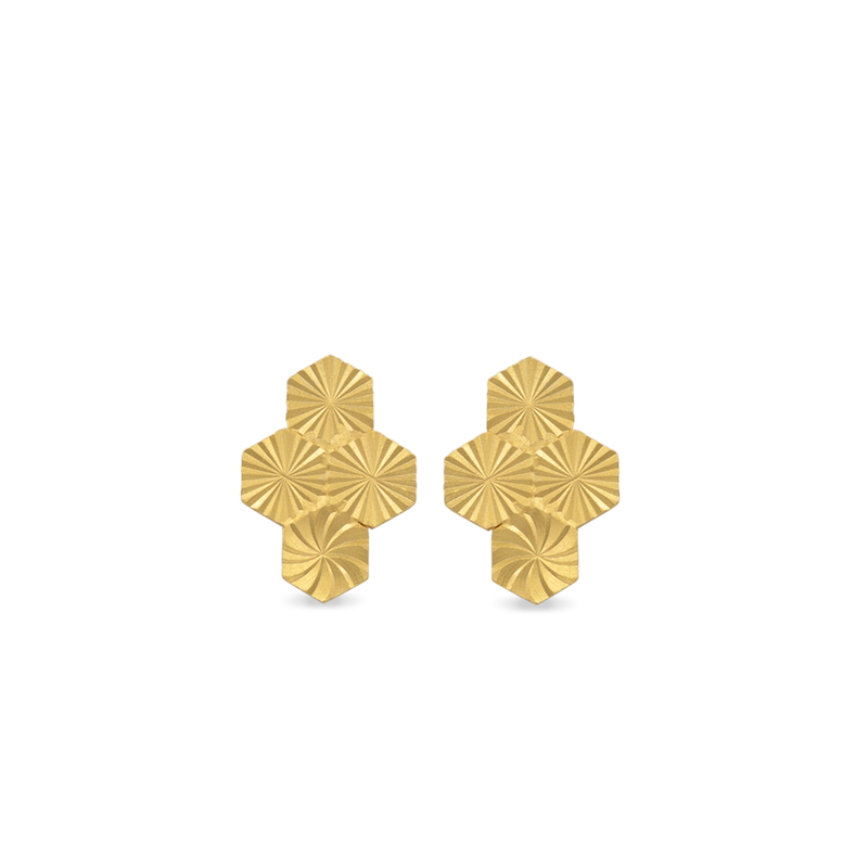 Star design gold stud earrings with omega clips