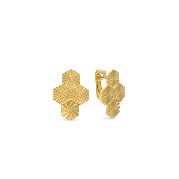 Star design gold stud earrings with omega clips