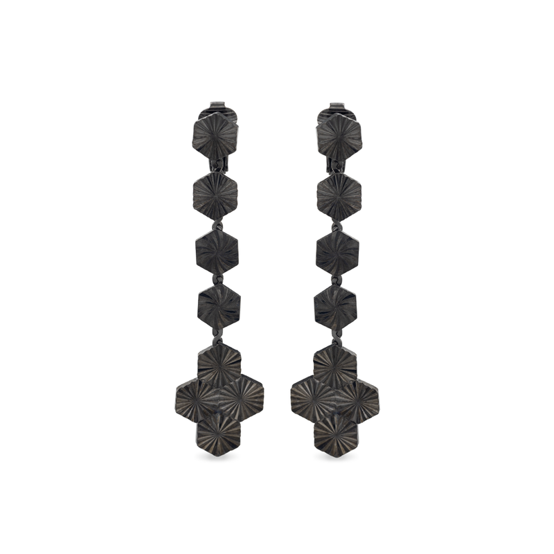Starry black dangle earrings
