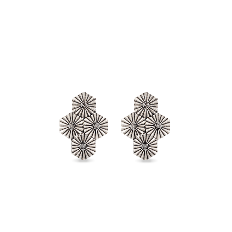 Silver star design earrings with omega clips